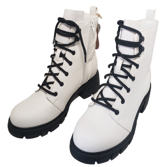 MIA Tauren Faux Leather Combat Boots Women's Size 9 Chassidy White Malta… - Picture 4 of 16